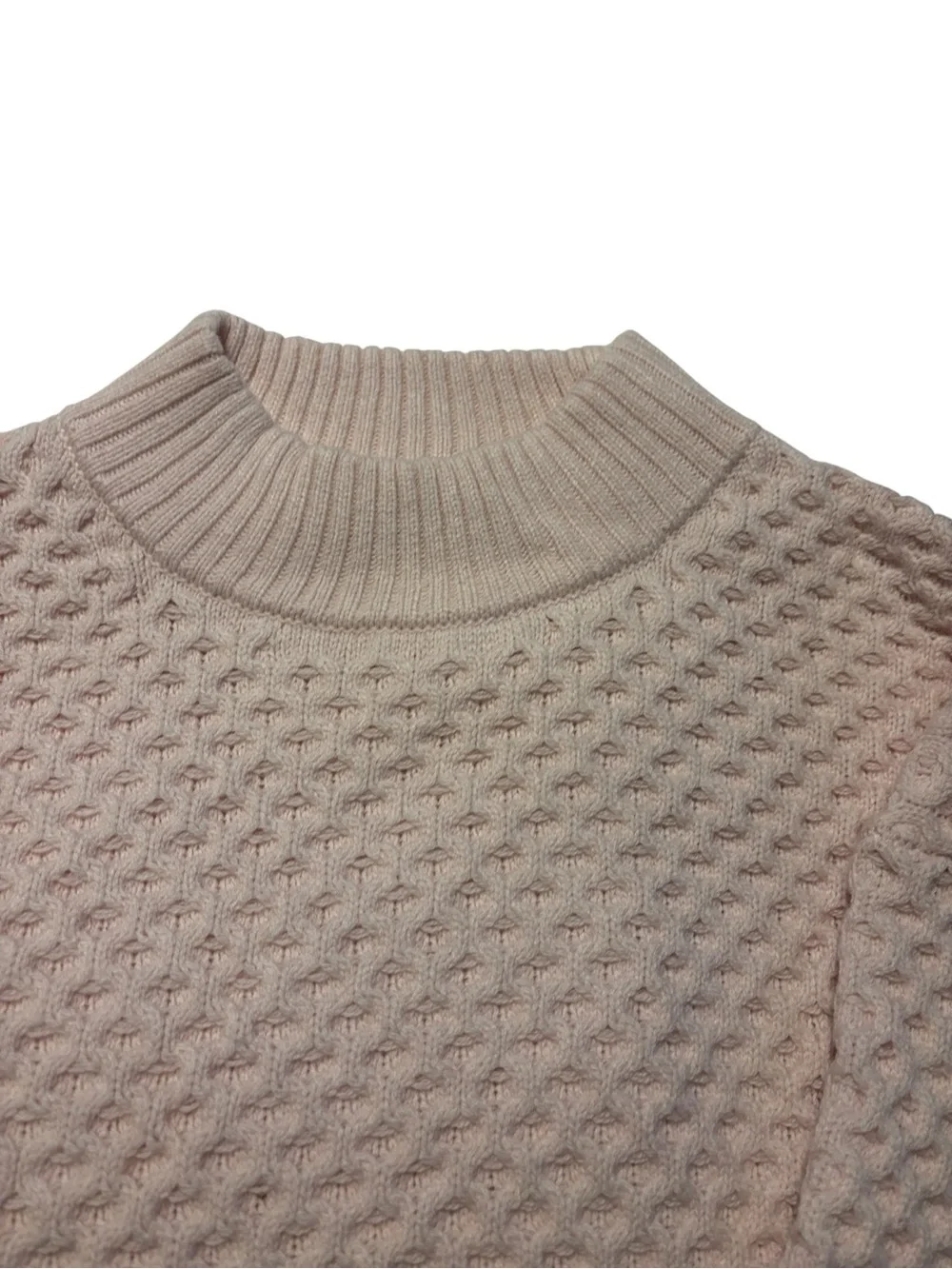 J. Crew Honeycomb Mockneck Sweater in Wool Blend M Pale Pink Casual Everyday
